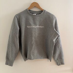 NYON New York Or Nowhere Crewneck Gray Sweatshirt Cropped  S/M Cotton